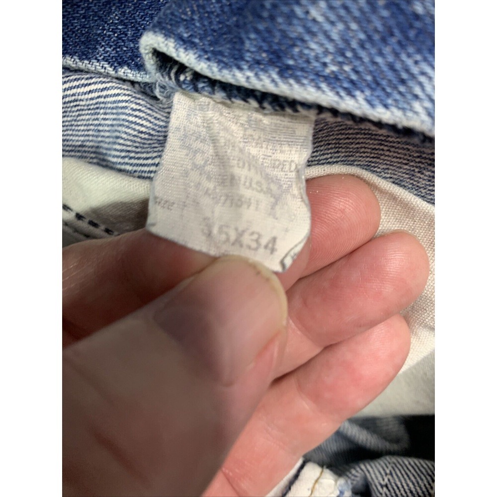 LL Bean jeans men’s Size 35x34 Blue Denim Straight Double‎ L Distressed - Picture 7 of 9